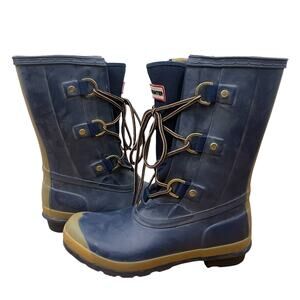 Hunter Boots Sascha Blue Lace Up Rain Boots Size 7F/ 6M
